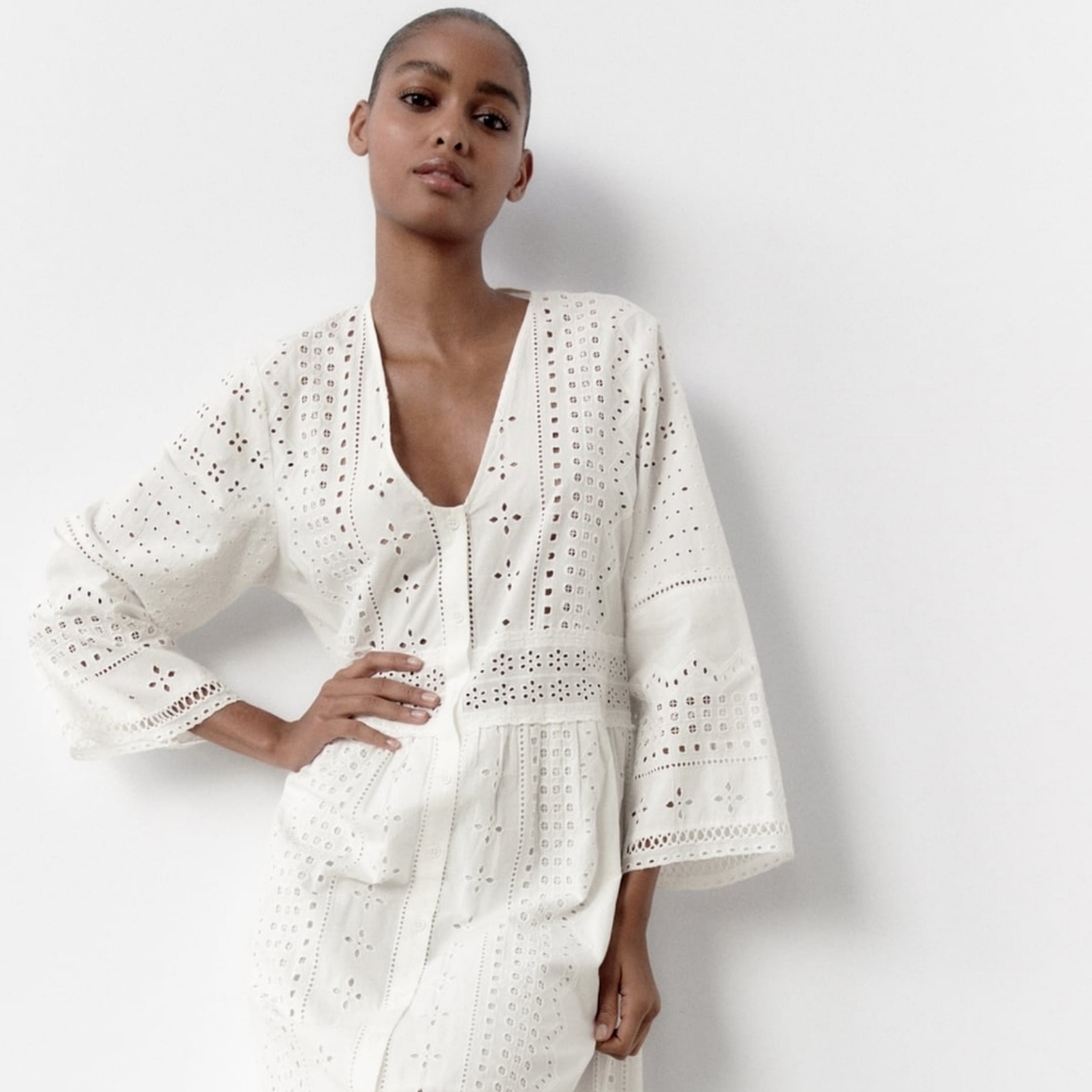 Openwork embroidered dress